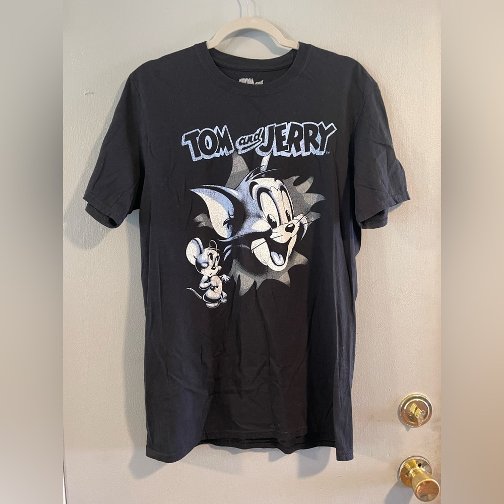 Tom and Jerry Black‎ Retro Black T-shirt men's Size M